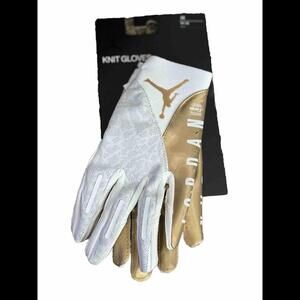 Nike Jordan Vapor Knit 4.0 Football Gloves White Gold sz MED